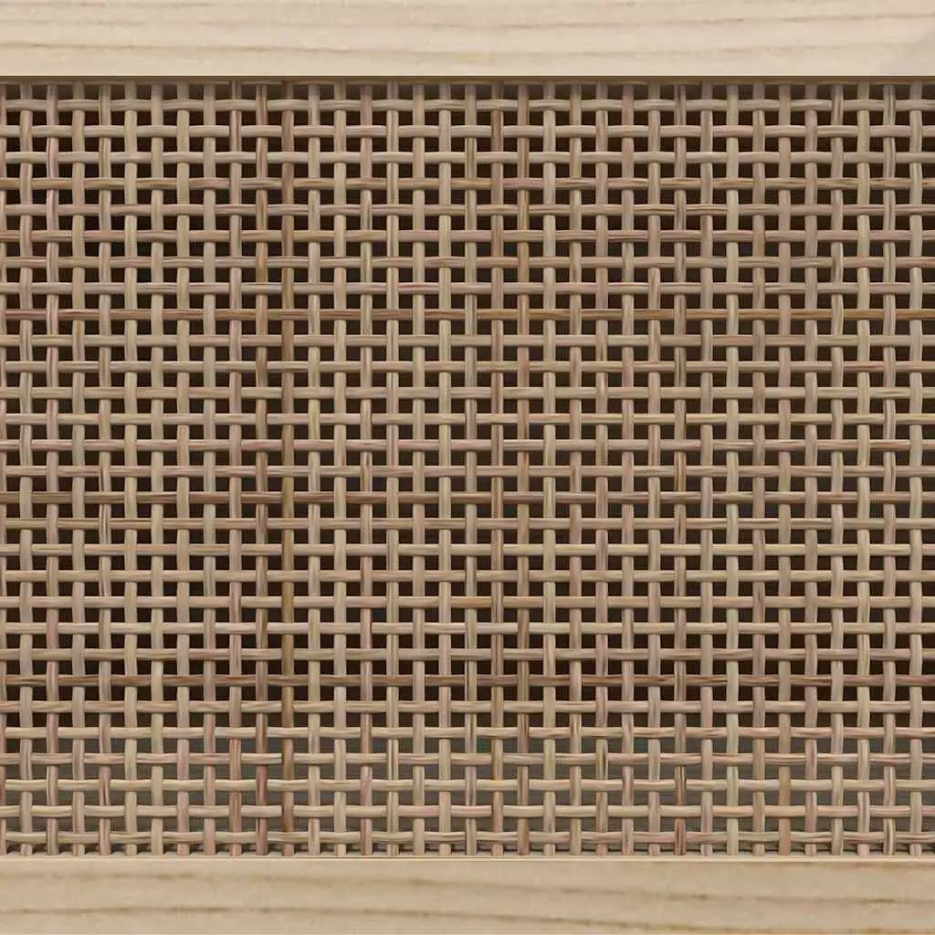 TV Cabinet for Living Room Brown 80 x 30 x 40 cm with 3 Compartments Rattan Door Solid Wood Feet