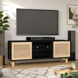 Black TV Cabinet Dimensions 105x30x40cm with 4 Compartments