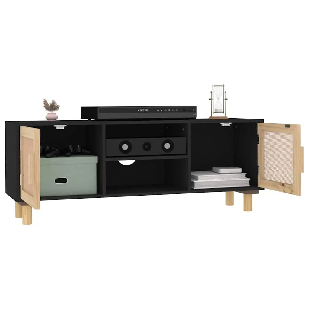 TV Cabinet for Living Room 105x30x40cm Black Storage Unit 4 Compartments Media Stand