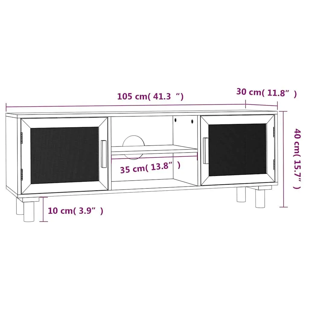 TV Cabinet for Living Room 105x30x40cm Black Storage Unit 4 Compartments Media Stand