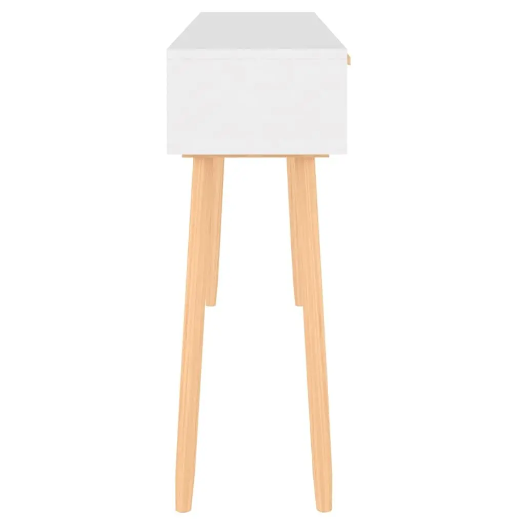 Console Table White Living Room 105x30x75cm Solid Wood Pine Rattan Drawers