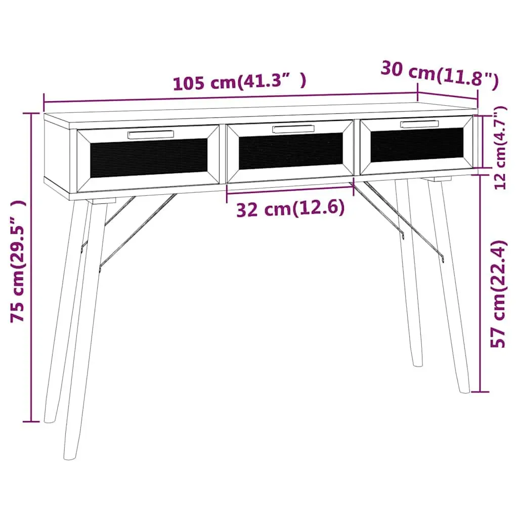 Console Table Black Hallway Accent Furniture 105x30x75 cm