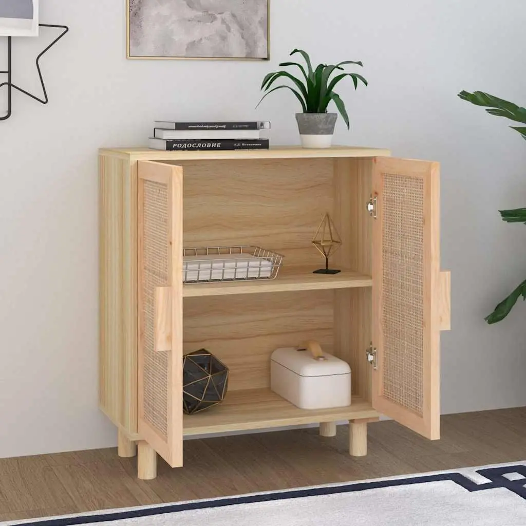 Sideboard Brown 60x30x70 cm Storage Cabinet with Rattan Door Design Furniture