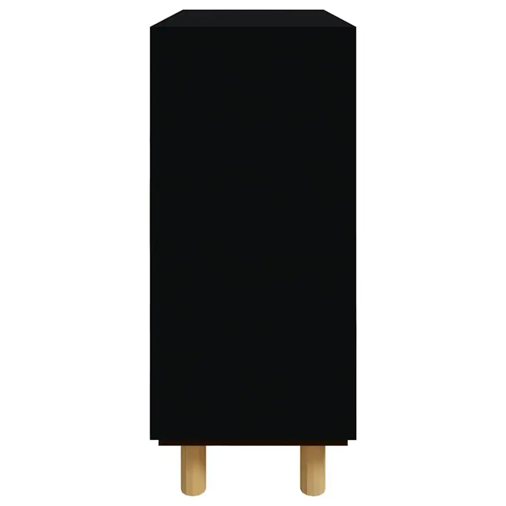 Sideboard Storage Cabinet with 3 Drawers Rattan Design Black 60x30x70cm
