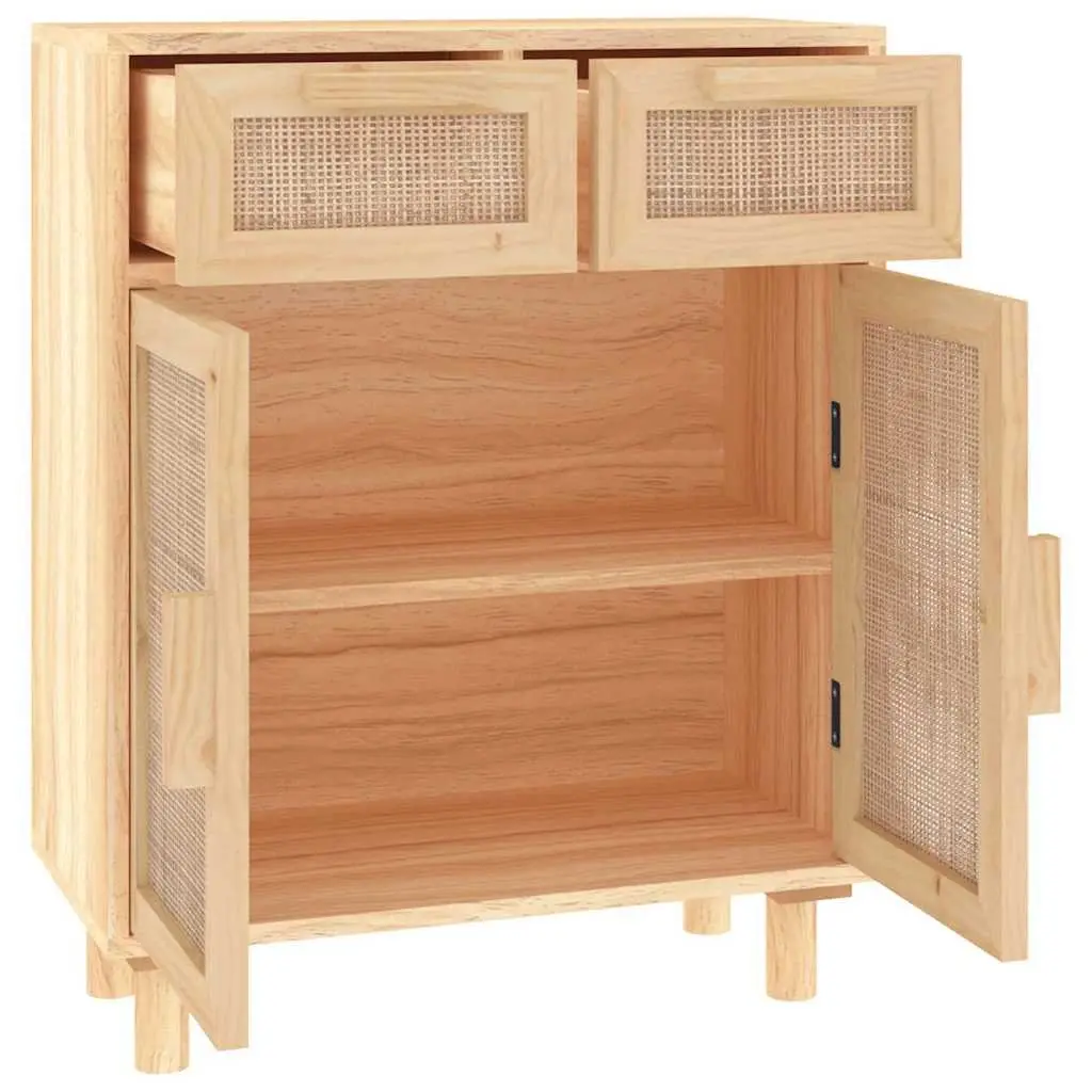 Sideboard Cabinet for Home 60x30x75cm Brown Solid Wood Pine Rattan Storage Furniture