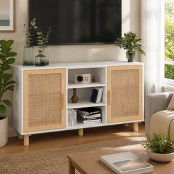 105x30x60cm White Sideboard with 5 Storage Compartments
