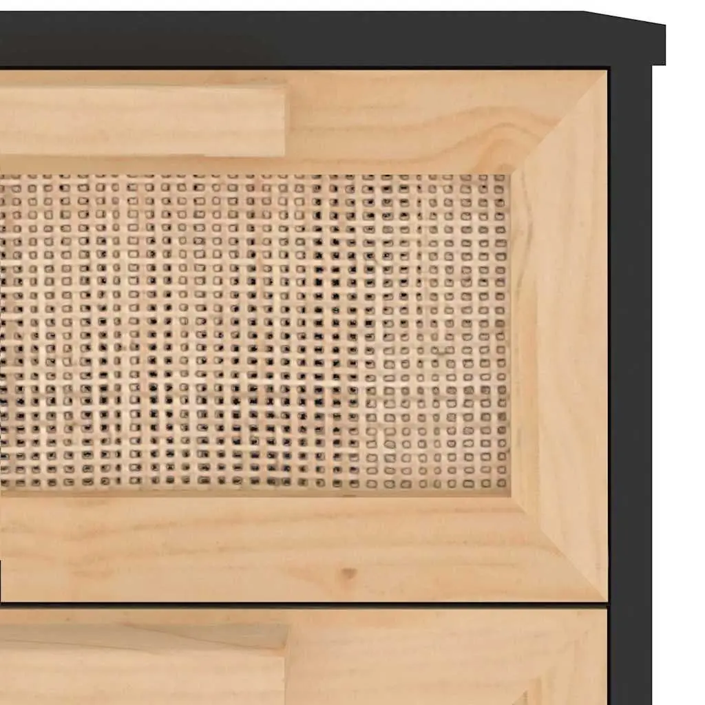 40x30x90cm Black Sideboard with Rattan Weaving