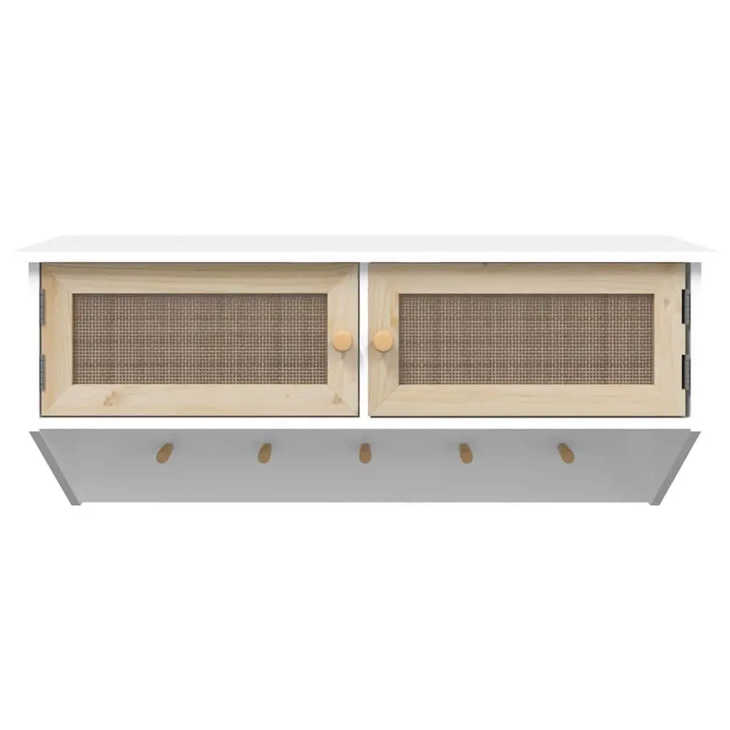 Wall-mounted Coat Rack with Storage Compartments Hooks Scandinavian Design White