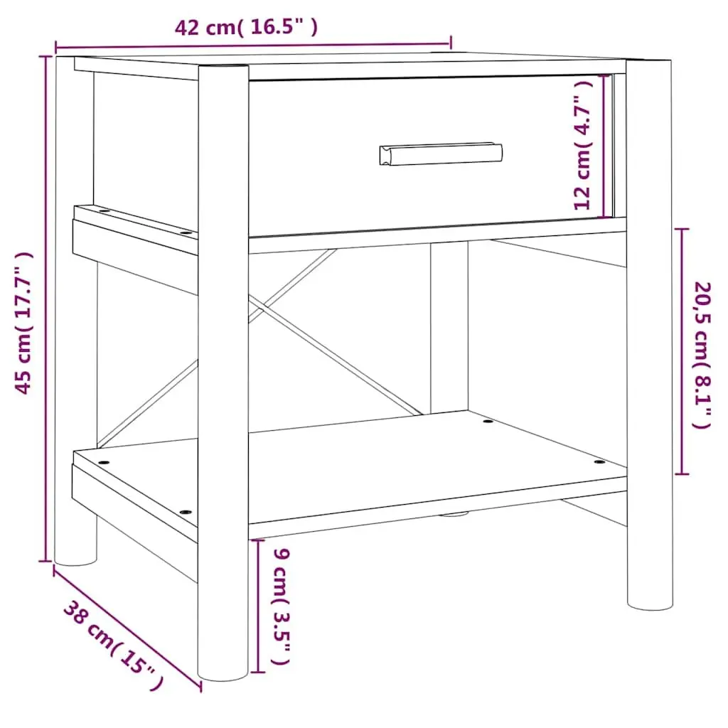 Black Bedside Tables 42x38x45 cm