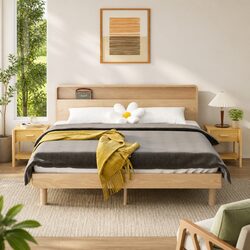 Brown Engineered Wood Bedside Tables - Dimensions 42x38x45cm