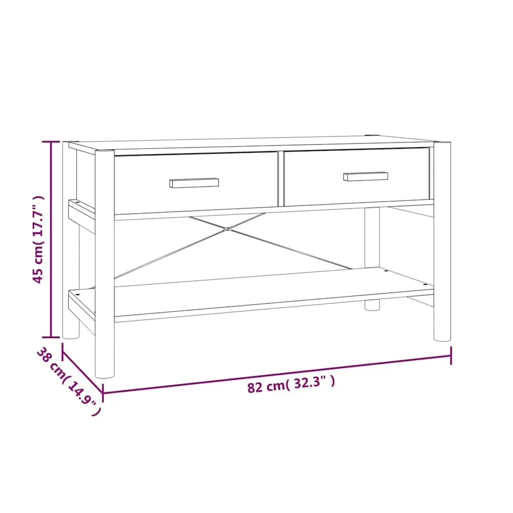 TV Cabinet Living Room 82x38x45cm Brown Storage Unit with Wooden Legs