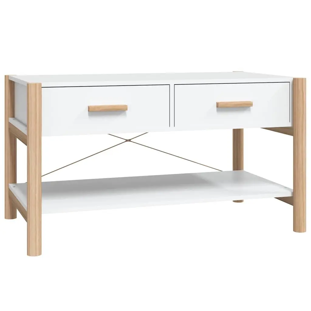 Coffee Table Living Room 82 x 48 x 45 cm White Engineered Wood Storage