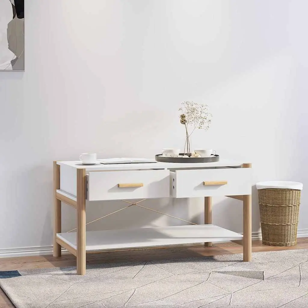 Coffee Table Living Room 82 x 48 x 45 cm White Engineered Wood Storage