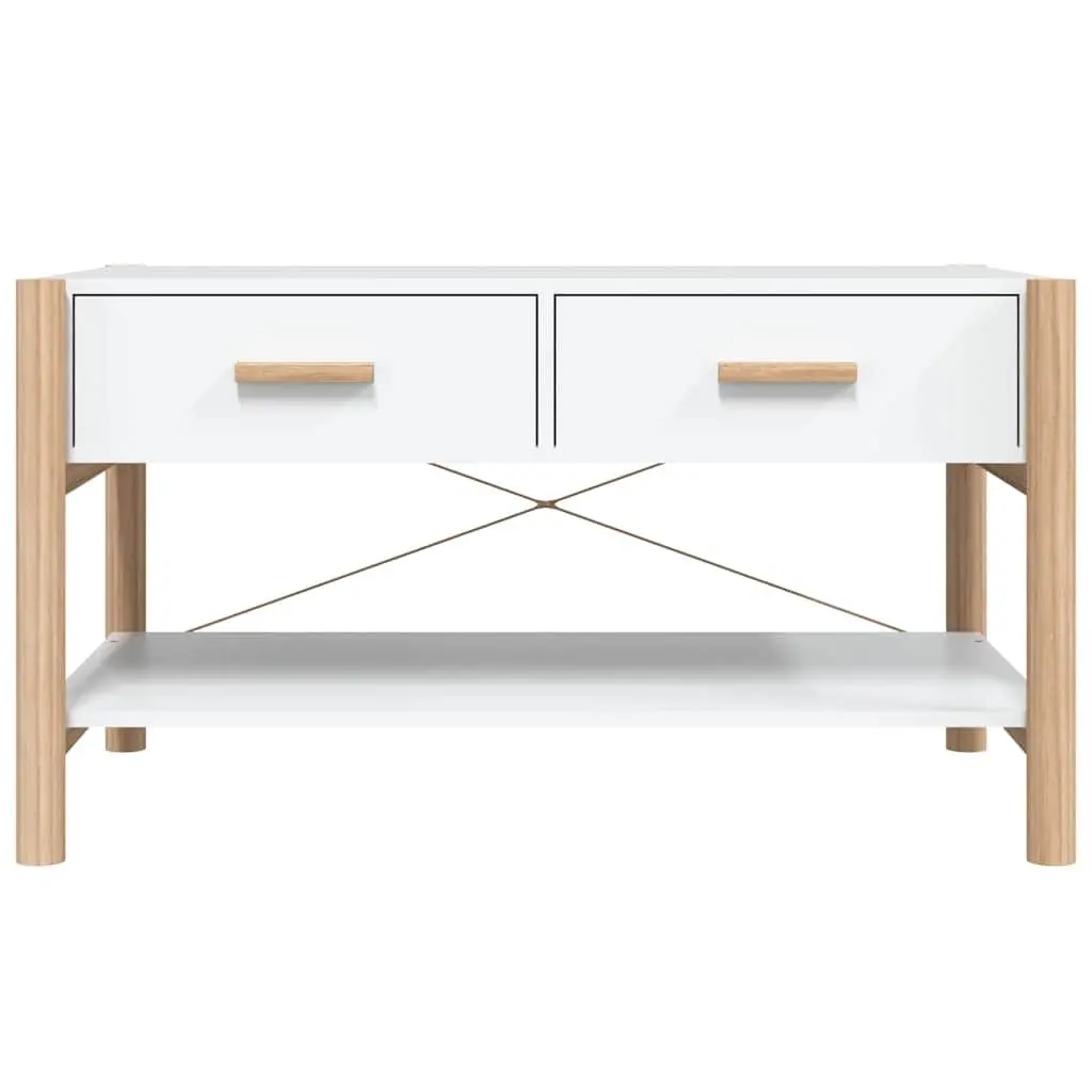 Coffee Table Living Room 82 x 48 x 45 cm White Engineered Wood Storage