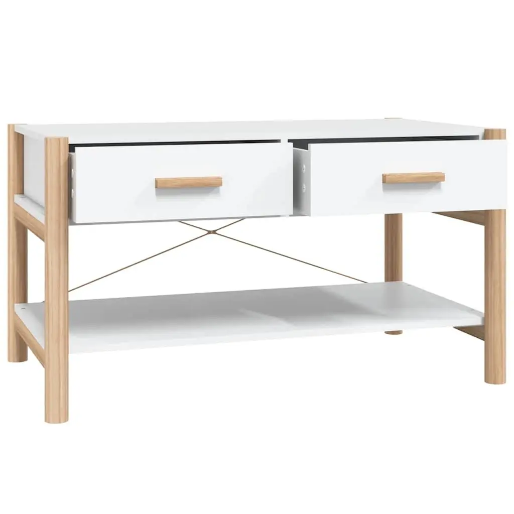 Coffee Table Living Room 82 x 48 x 45 cm White Engineered Wood Storage