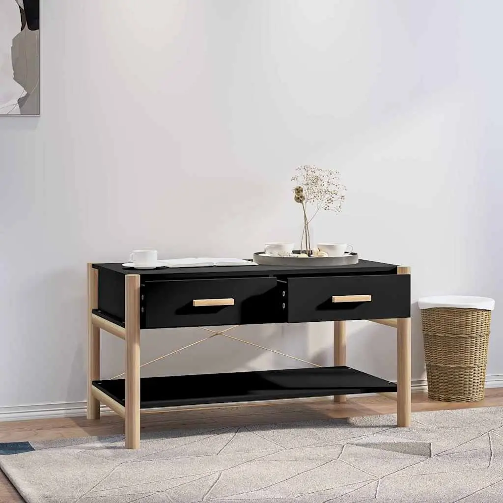 Coffee Table Black Storage Organiser Side Table Living Room Furniture Decor