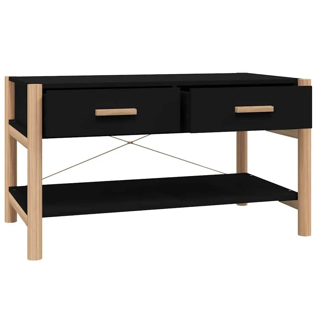 Coffee Table Black Storage Organiser Side Table Living Room Furniture Decor