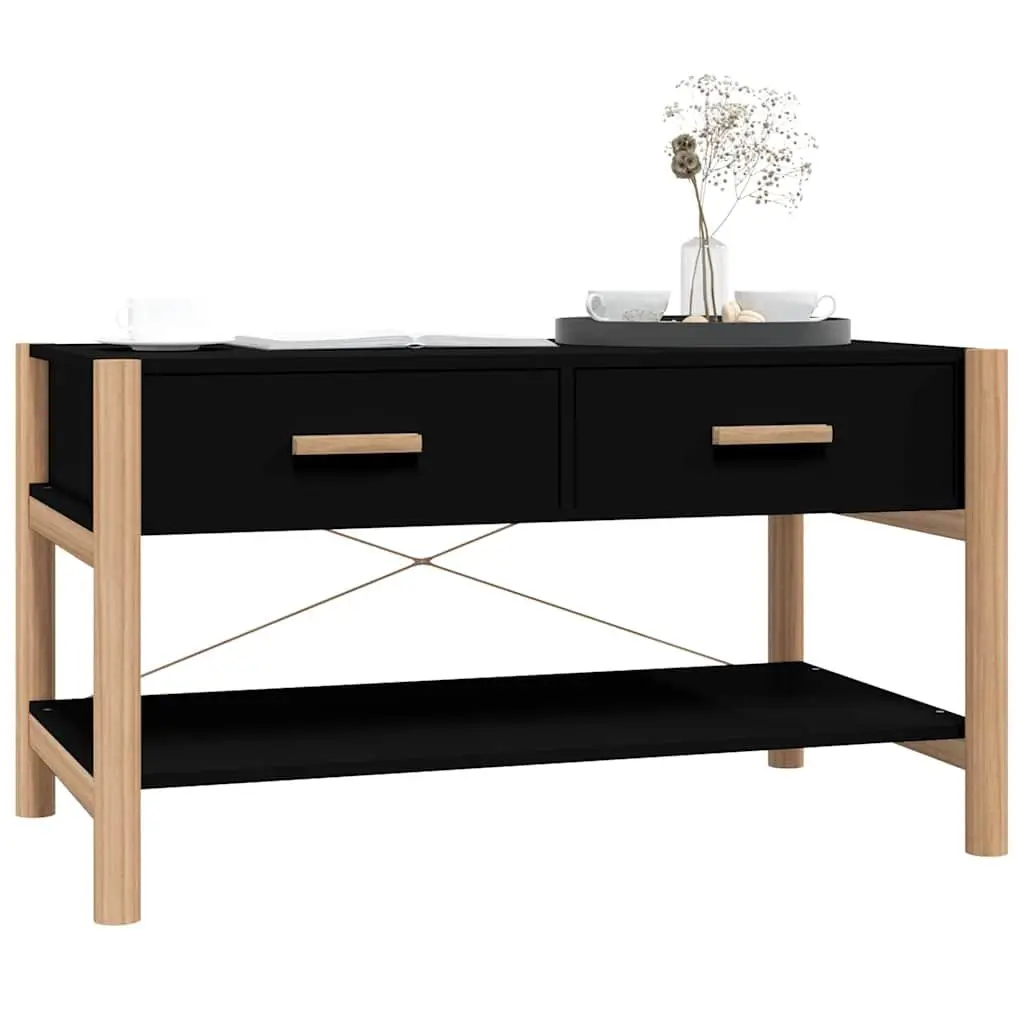 Coffee Table Black Storage Organiser Side Table Living Room Furniture Decor