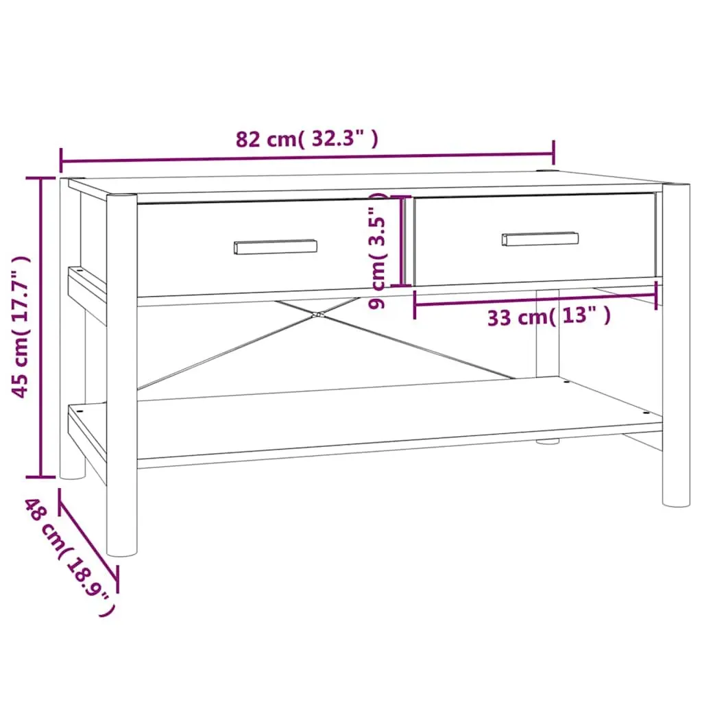 Coffee Table Black Storage Organiser Side Table Living Room Furniture Decor