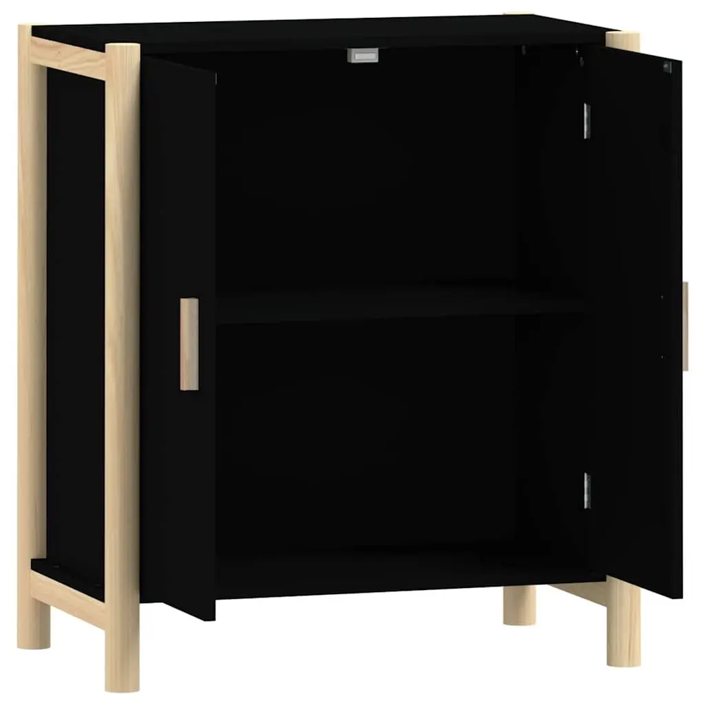 Black Sideboard Cabinet Storage Furniture 62x38x70cm Engineered Wood Home Buffet