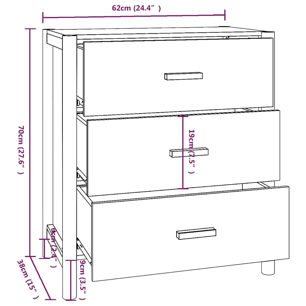 Black Sideboard 62x38x70 cm