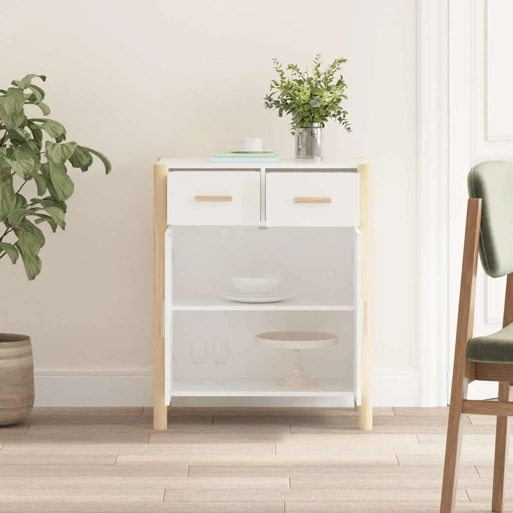White Storage Cabinet 62x38x75cm Engineered Wood