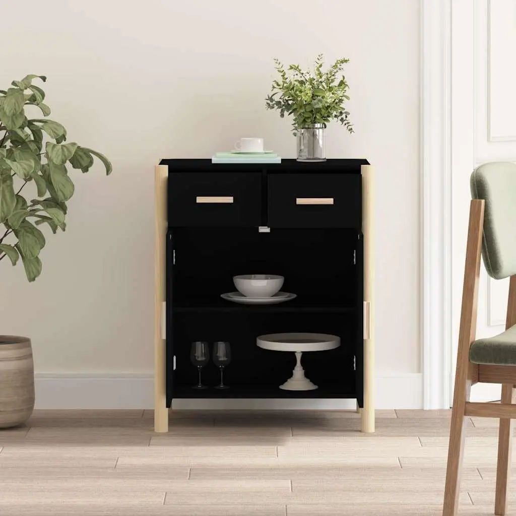 Sideboard Cabinet for Home 62x38x75cm Black Engineered Wood Storage Buffet