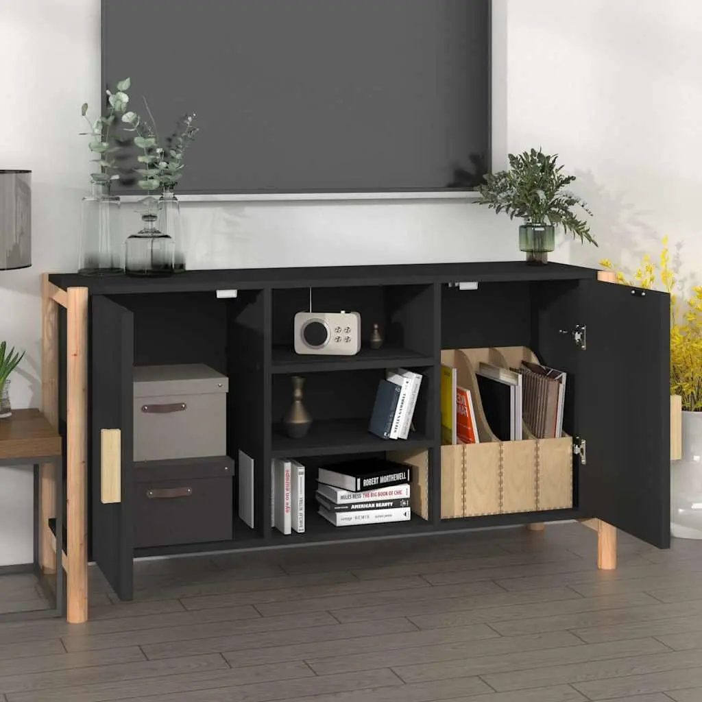 Sideboard Black Storage Cabinet for Home 107x38x60 cm Engineered Wood Buffet Table