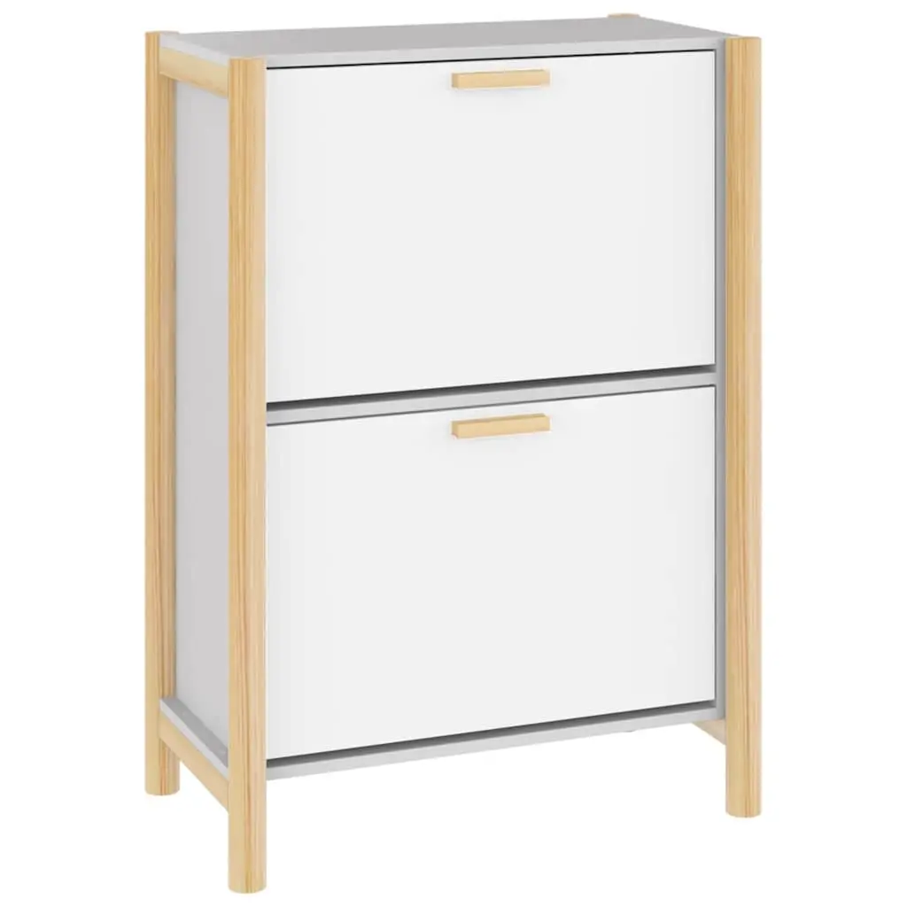 Shoe Organiser Rack Engineered Wood White 57.5x33x80cm Home Use Cabinet Storage