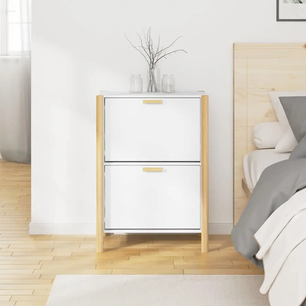 Shoe Organiser Rack Engineered Wood White 57.5x33x80cm Home Use Cabinet Storage
