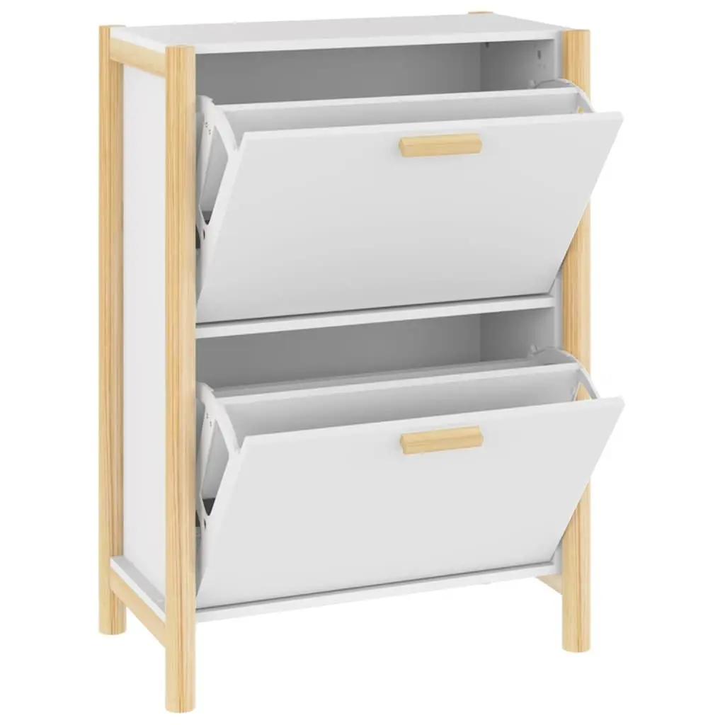 Shoe Organiser Rack Engineered Wood White 57.5x33x80cm Home Use Cabinet Storage