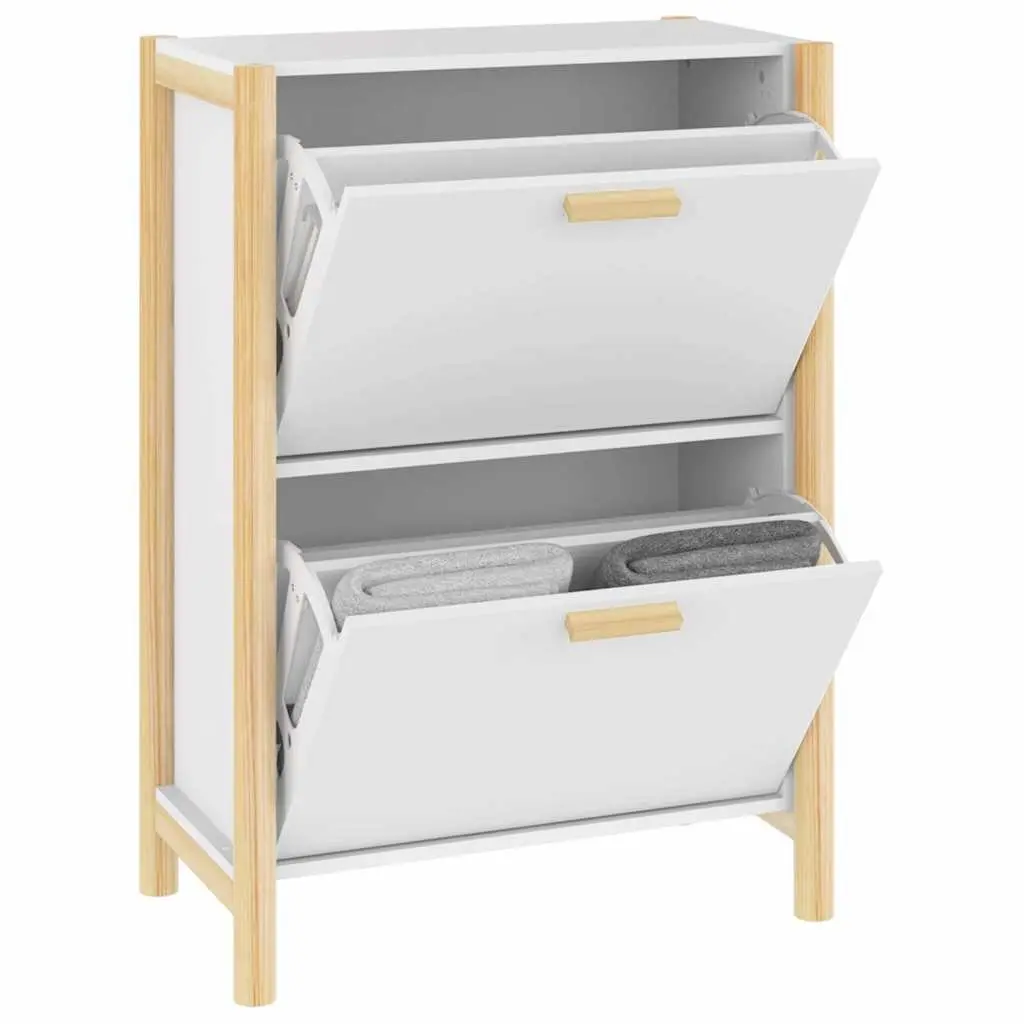 Shoe Organiser Rack Engineered Wood White 57.5x33x80cm Home Use Cabinet Storage