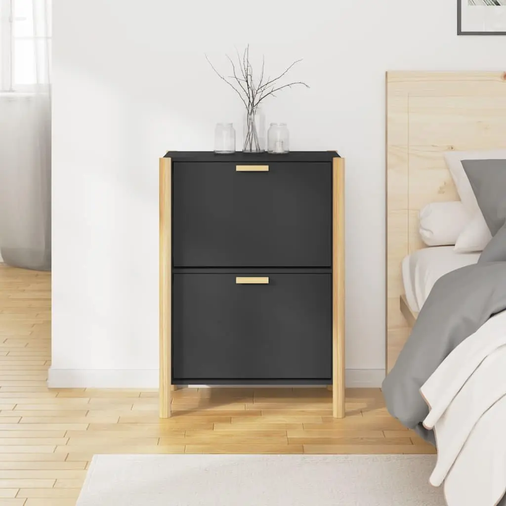 Black Shoe Cabinet with Storage