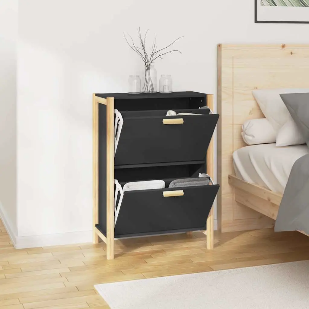 Black Shoe Cabinet with Storage