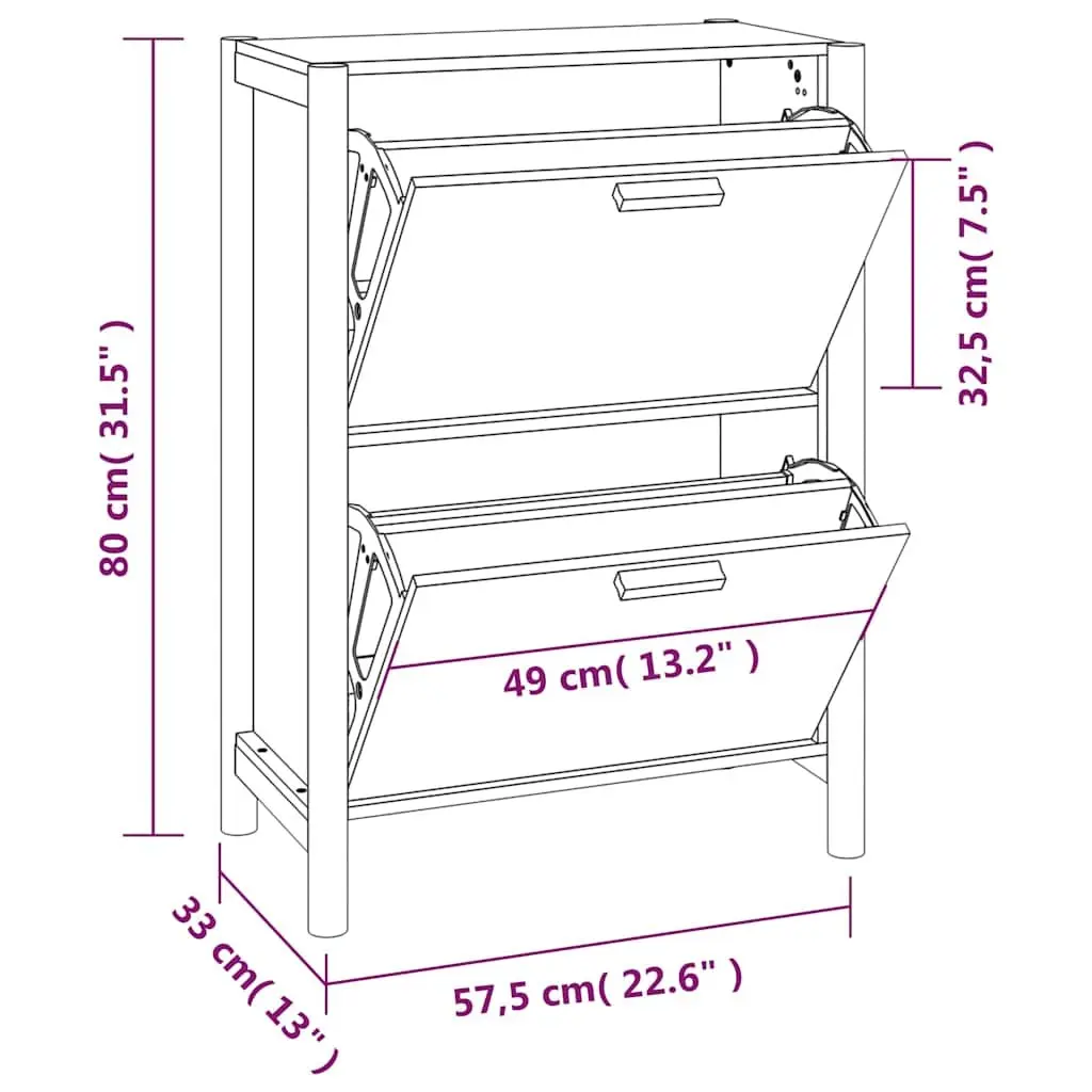 Black Shoe Cabinet with Storage