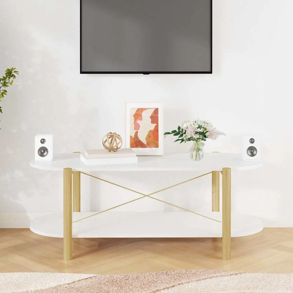 Coffee Table Living Room 110 x 48 x 40 cm White Storage Engineered Wood
