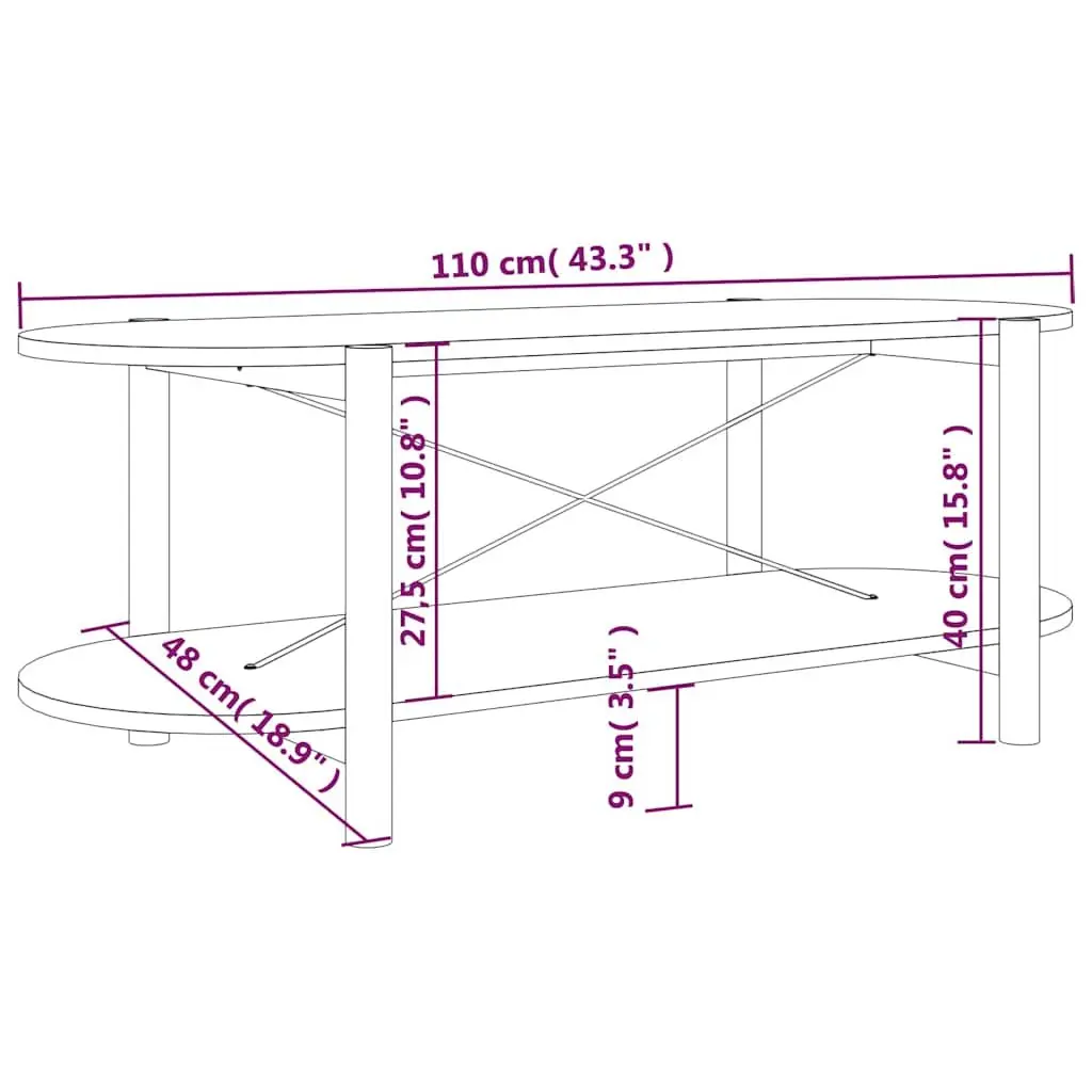Coffee Table Living Room 110 x 48 x 40 cm White Storage Engineered Wood