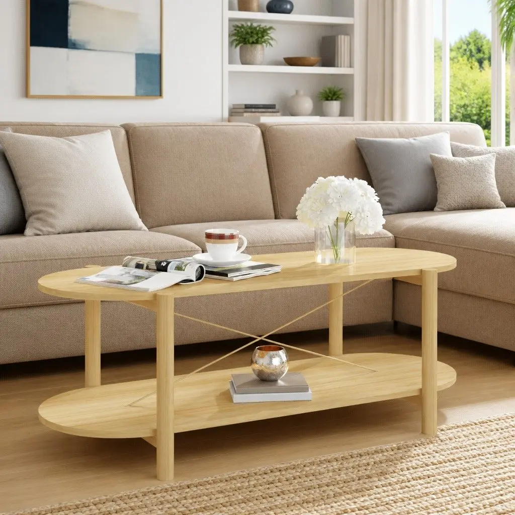 Brown Engineered Wood Coffee Table 110x48x40 cm with Storage