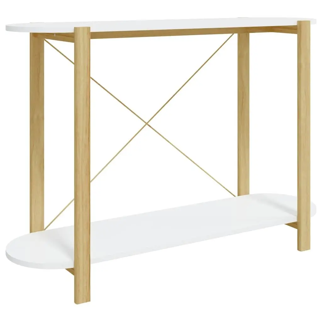 White Console Table 110x38x75cm Engineered Wood Storage Cabinet Accent Entryway