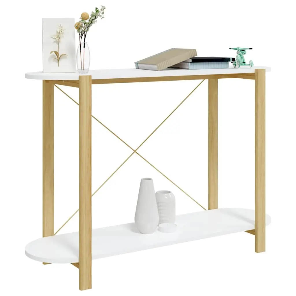 White Console Table 110x38x75cm Engineered Wood Storage Cabinet Accent Entryway