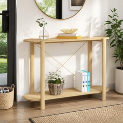 Console Table: 110x38x75 cm in Brown with Storage