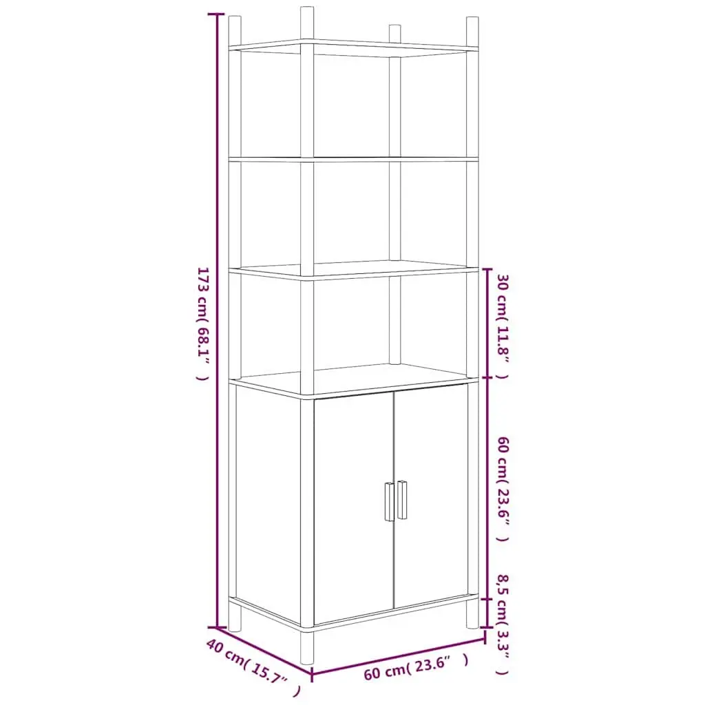 Highboard Storage Cabinet for Home 60x40x173cm Engineered Wood
