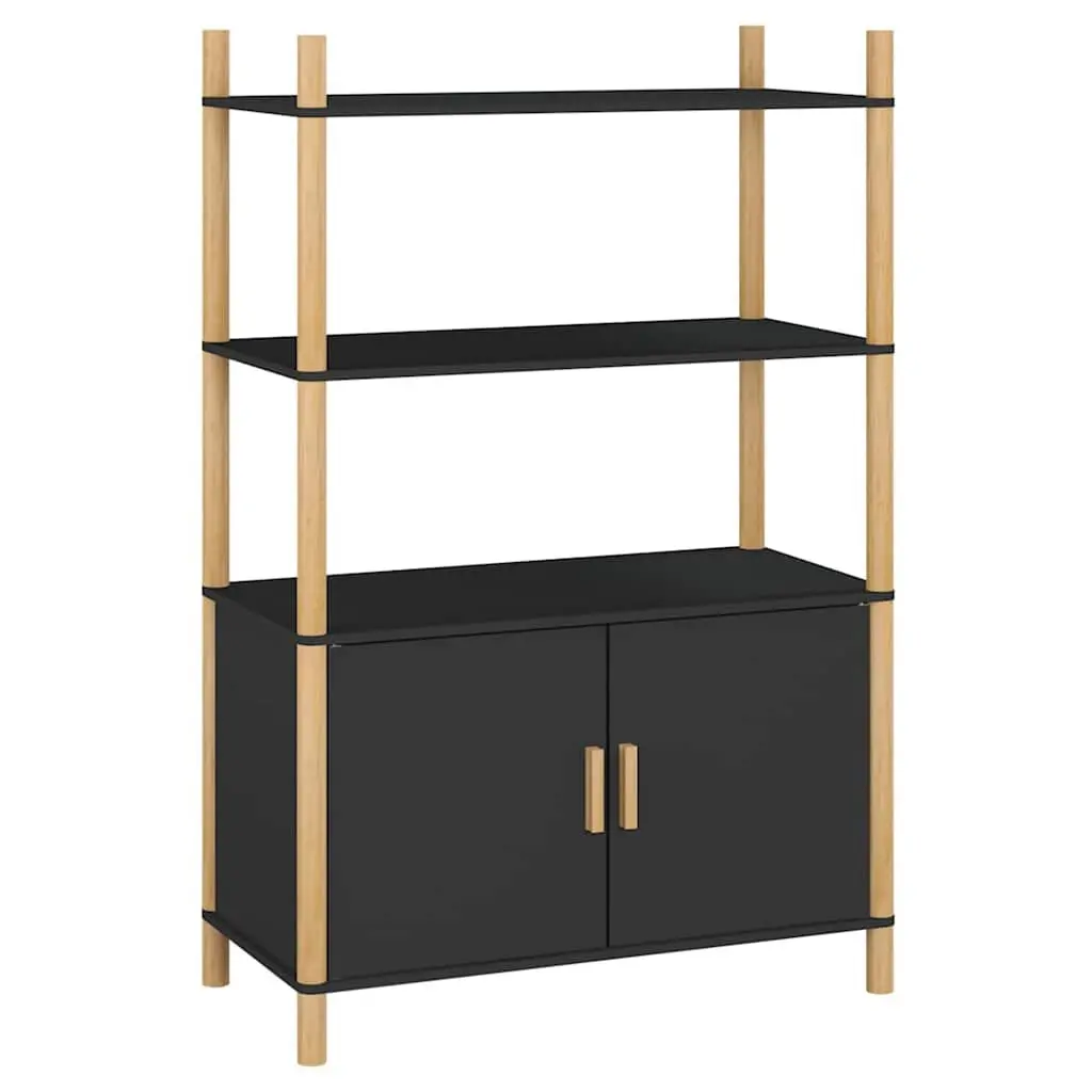 Highboard Storage Cabinet Black Engineered Wood Sideboard Buffet Furniture Decor