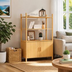Highboard Sideboard Cabinet Specifications: Brown Engineered Wood 80x40x121cm