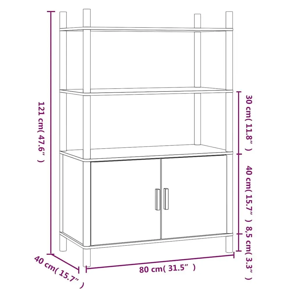 Highboard Sideboard Cabinet Storage Furniture Brown Engineered Wood 80x40x121cm