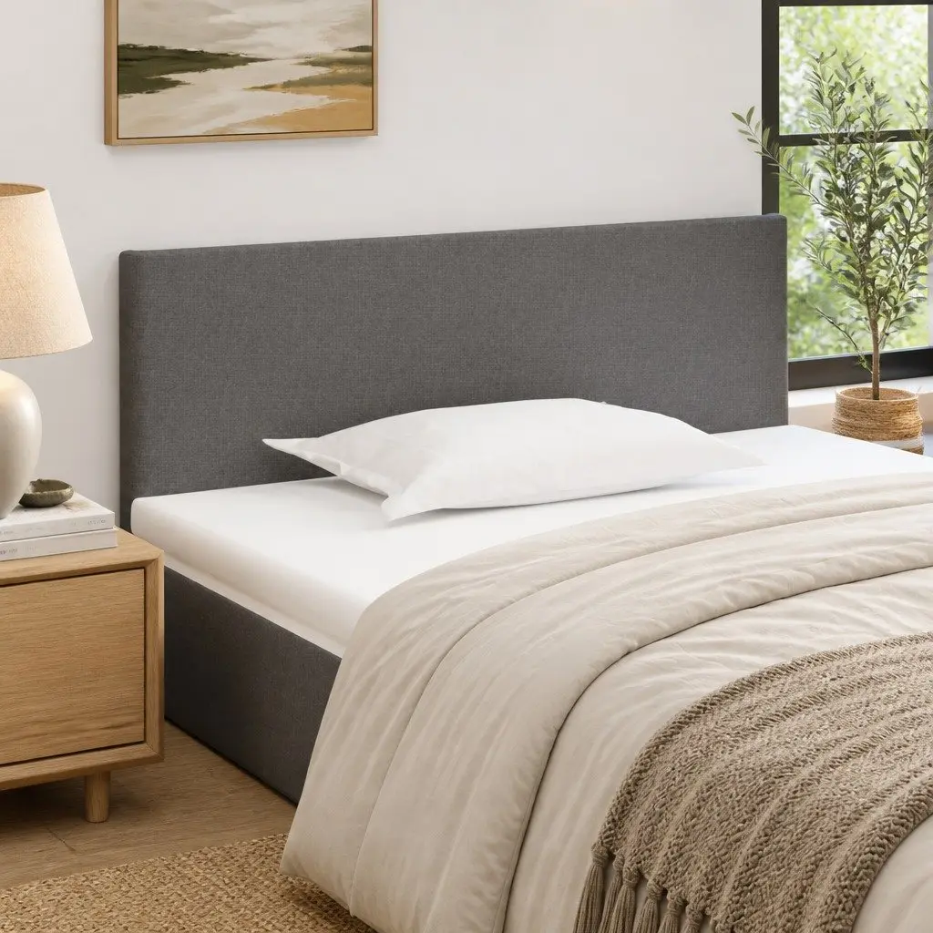 Headboard Bedroom Dark Grey 100cm Fabric Adjustable Height
