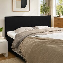 Black Faux Leather Headboard with Wood Legs - Specs Inside