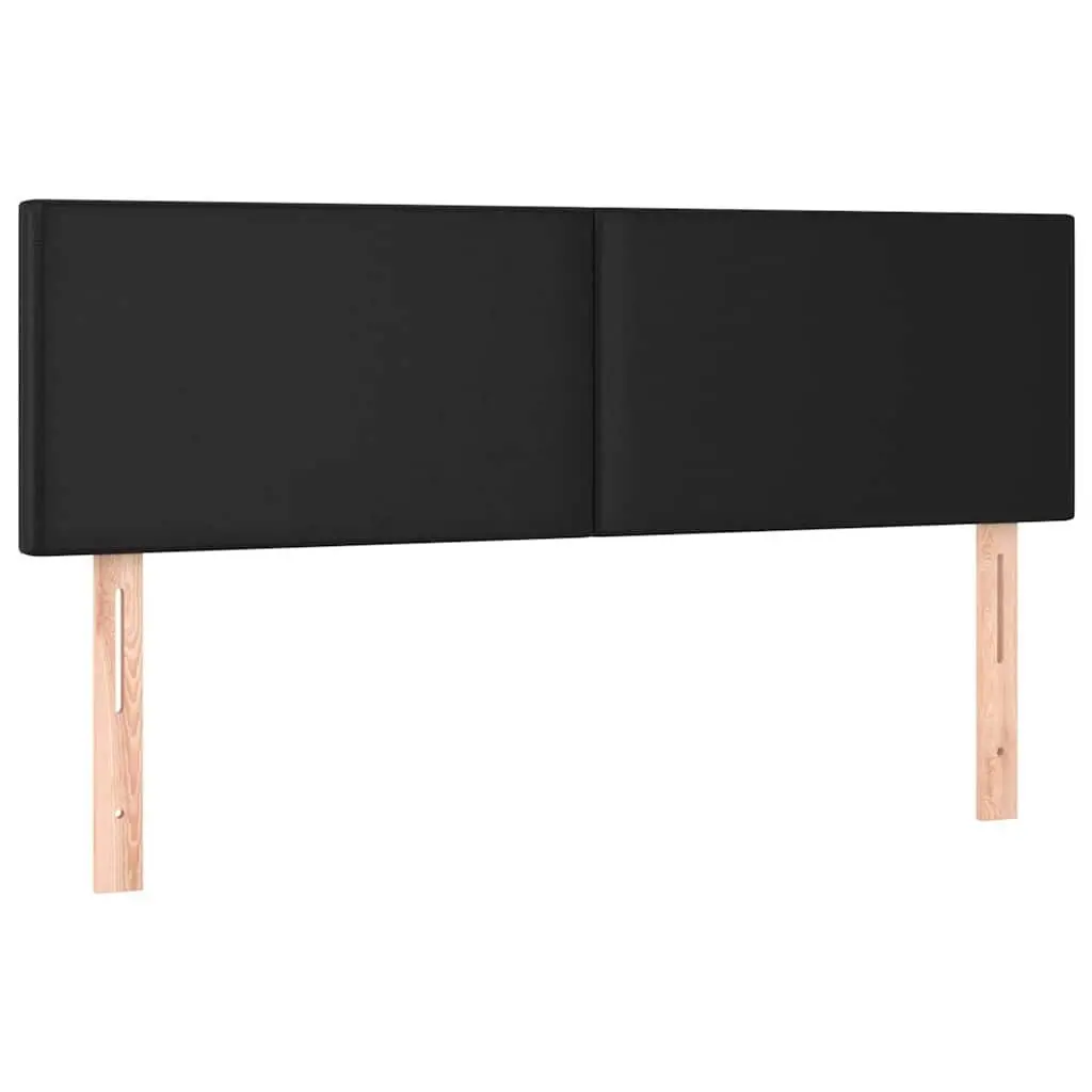Headboard Black Faux Leather Adjustable Height Wooden Legs Bedroom