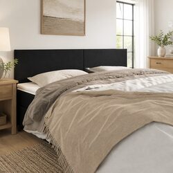 Black Velvet Headboard 160cm with Wooden Legs Specs