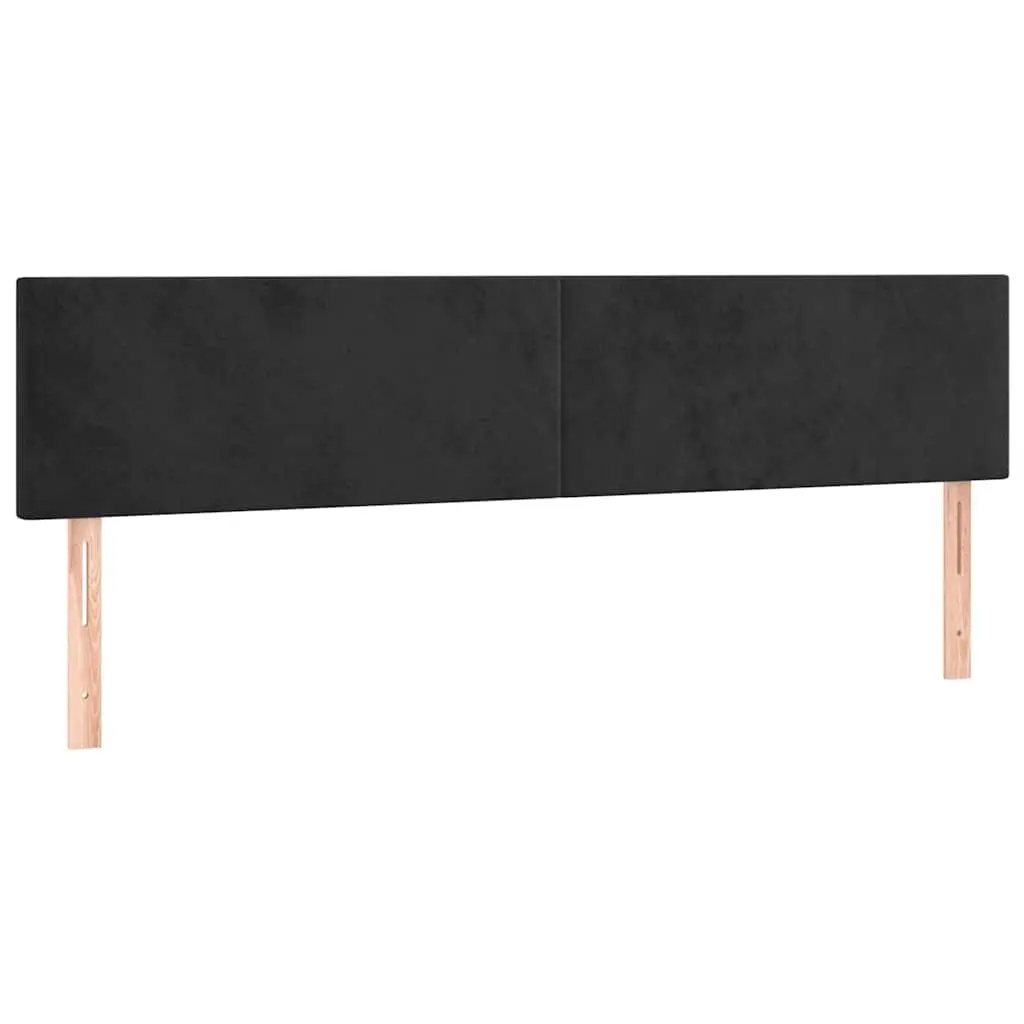 Velvet Headboard for Bed 160cm Black Adjustable Height with Wooden Legs
